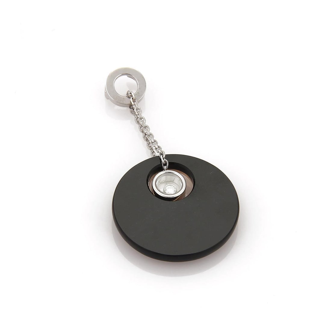 Chopard Happy Diamond onyx heart pendant 18k rose white gold diamond: Chopard Happy Diamond onyx heart pendant 18k rose white gold diamond This elegant pendant from Chopard's Happy Diamond collection is expertly crafted in 18k white and rose gold. The design features an