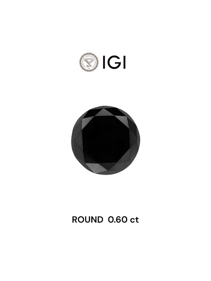 Loose Diamond - ROUND 0.6ct Black: Loose Diamond - ROUND 0.6ct Black Source: Natural Shape: ROUND Carats: 0.6 Color: Black Certification: IGI Video: