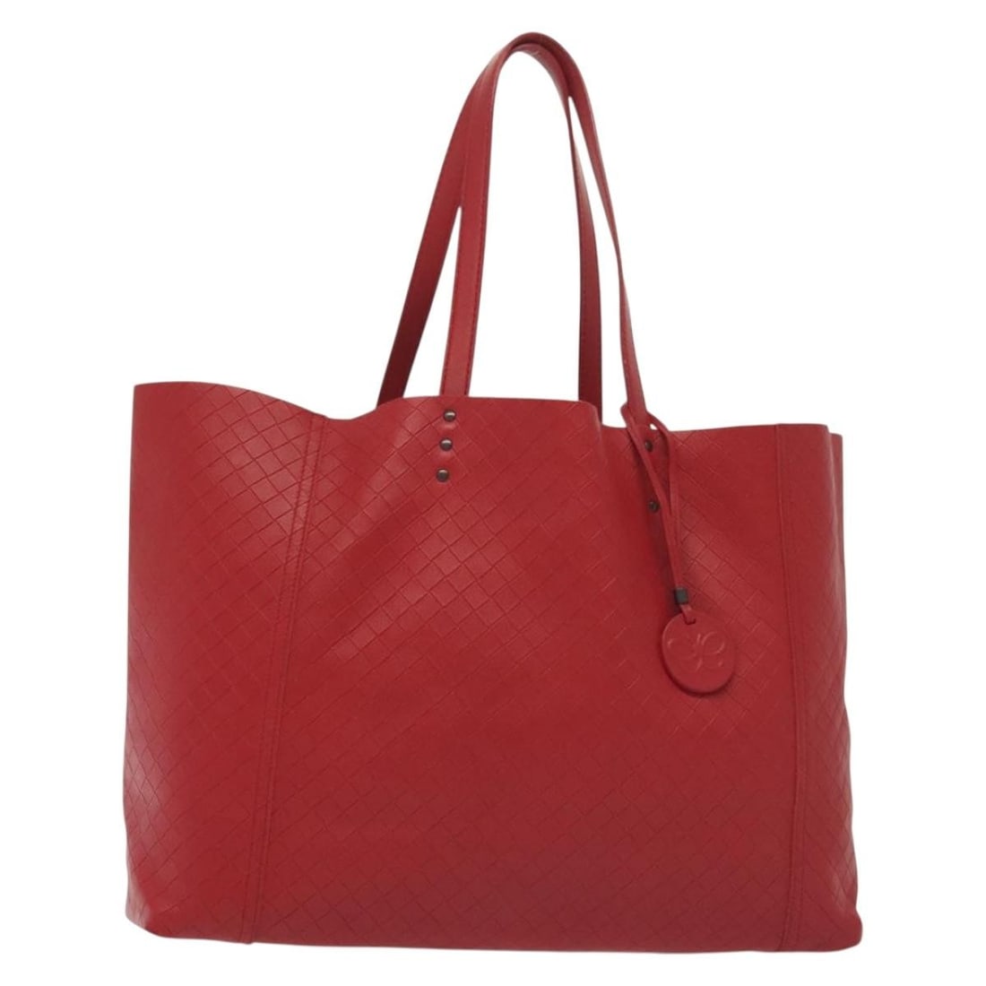 Bottega Veneta Intrecciato Red Leather Tote Handbag Italy 135234: Bottega Veneta Intrecciato Red Leather Tote Handbag Italy 135234 Bottega Veneta Intrecciato tote bag in red leather, made in Italy. This pre-owned bag has a structured tote style with a handle drop of