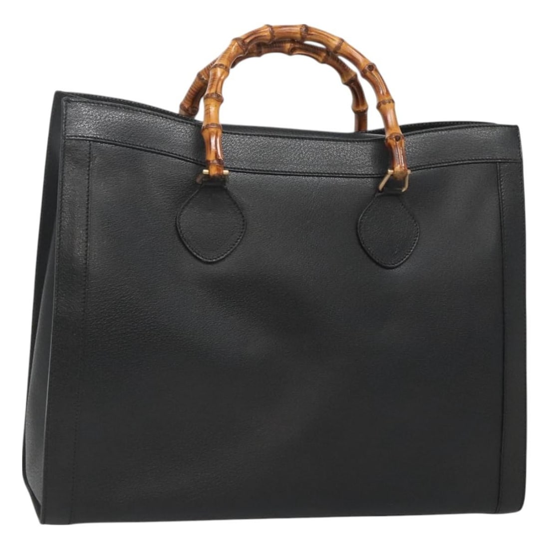 Gucci 002 1186 0259 leather handbag with bamboo handle black gold: Gucci 002 1186 0259 leather handbag with bamboo handle black gold Gucci bamboo handbag in black leather with gold-tone accents. Made in Italy, this women's handbag is sold as shown and does not includ
