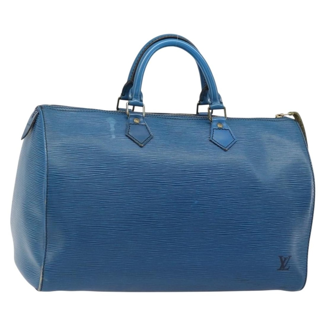 Louis Vuitton M42995 Speedy 35 Epi Leather Handbag Toledo Blue: Louis Vuitton M42995 Speedy 35 Epi Leather Handbag Toledo Blue Louis Vuitton Epi Speedy 35 hand bag in Toledo Blue, made from Epi leather and made in France. The bag is identified by product number M4