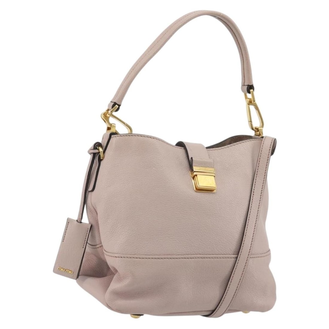 Miu Miu Pink Leather 2 Way Shoulder Bag Gold Tone: Miu Miu Pink Leather 2 Way Shoulder Bag Gold Tone Miu Miu 2-way shoulder bag in pink and gold leather, made in Italy. Designed for women, it features a shoulder strap and handle with the dimensions pr