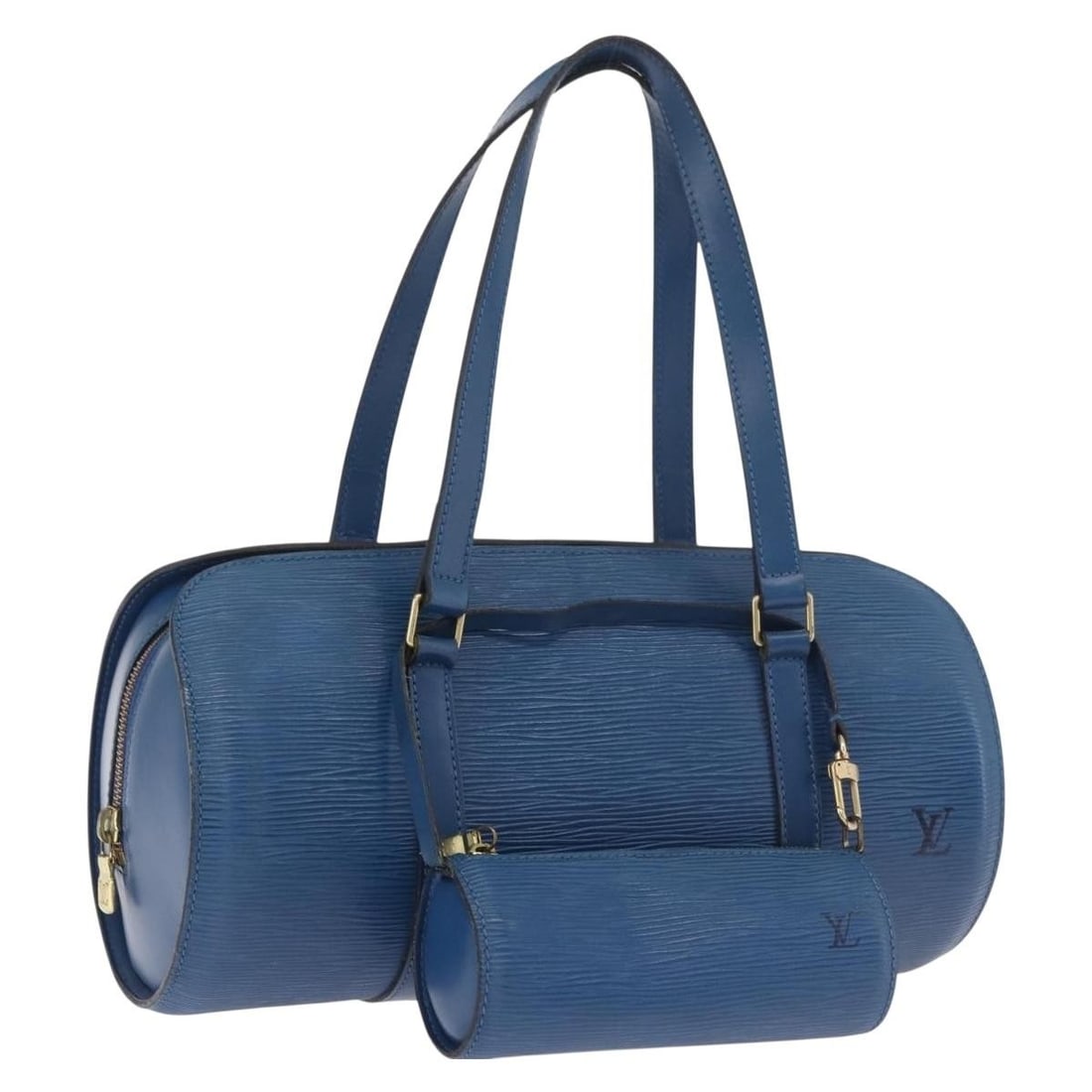 Louis Vuitton M52225 Epi Leather Soufflot Blue Handbag with Pouch: Louis Vuitton M52225 Epi Leather Soufflot Blue Handbag with Pouch Louis Vuitton Epi Soufflot handbag in blue Epi leather, made in France. It comes with a pouch and is identified by product no. M52225 