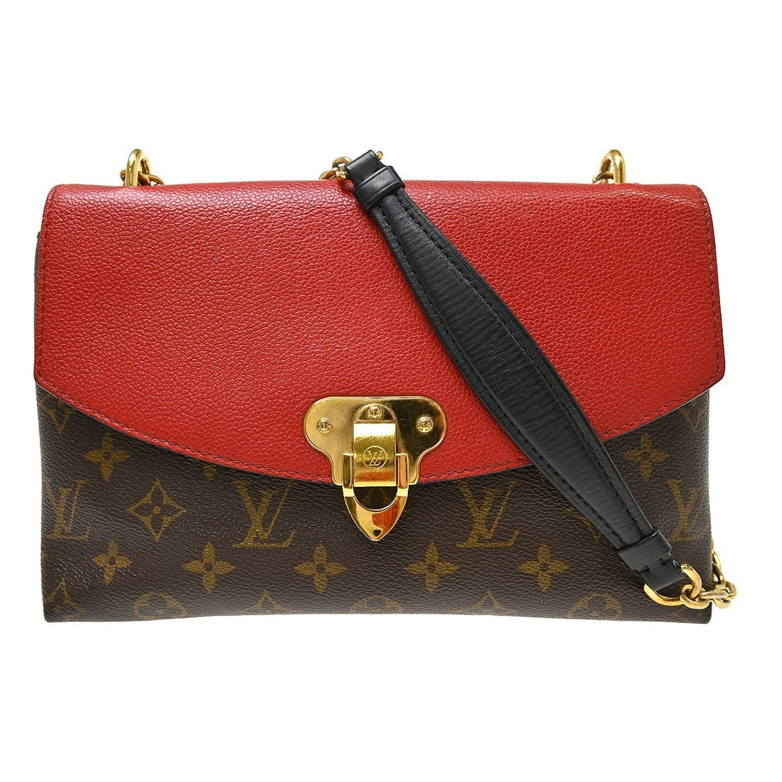 Louis Vuitton Saint Placide Monogram Canvas Shoulder Bag Red M43713: Louis Vuitton Saint Placide Monogram Canvas Shoulder Bag Red M43713 Louis Vuitton Saint Placide shoulder bag in Monogram canvas and leather, featuring a buckle closure, gold-tone hardware, and a cross
