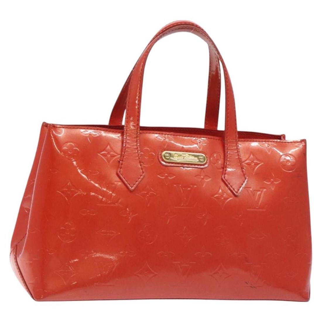 Louis Vuitton Wilshire PM Monogram Vernis Orenge Sunset Handbag M93644: Louis Vuitton Wilshire PM Monogram Vernis Orenge Sunset Handbag M93644 This Louis Vuitton Monogram Vernis Wilshire PM handbag in Orange Sunset is crafted from patent leather and features a structured 
