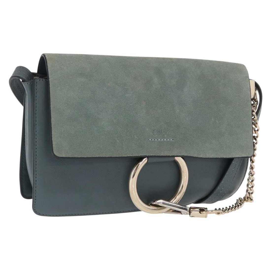 Chloe Fay Green Leather and Suede Shoulder Bag Gold Hardware: Chloe Fay Green Leather and Suede Shoulder Bag Gold Hardware This Chloe Fay shoulder bag features a stylish combination of green and gold leather with suede accents. Designed for women, it offers a co