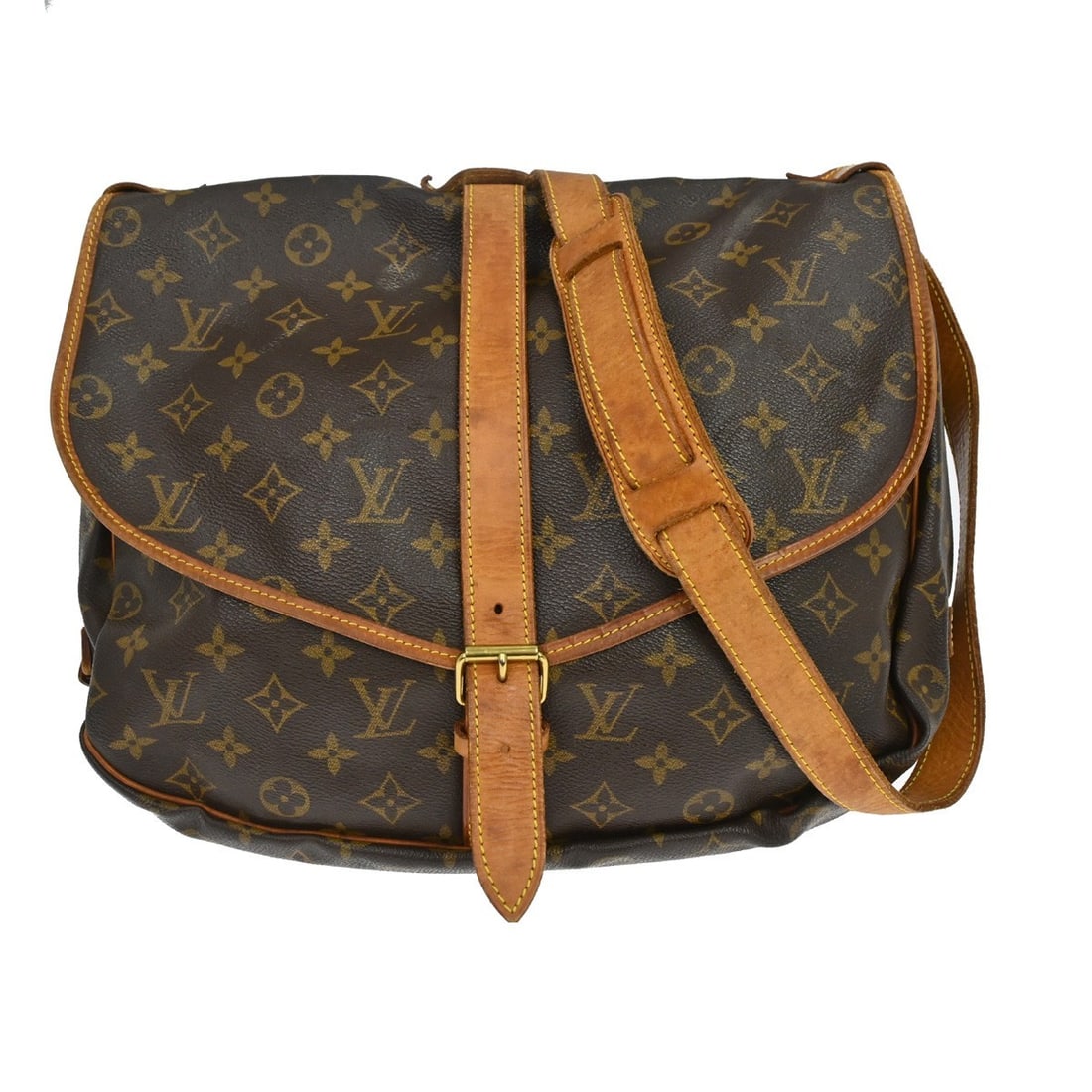 Louis Vuitton Saumur 35 Monogram Crossbody Bag M42254: Louis Vuitton Saumur 35 Monogram Crossbody Bag M42254 Louis Vuitton Saumur 35 shoulder bag in Monogram canvas and leather, made in France. It features a buckle closure, crossbody strap, and a medium-s