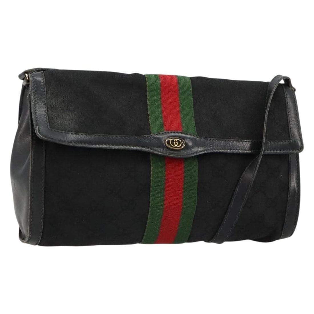 Gucci Sherry Line GG Canvas Shoulder Bag Black Red Green 37 04 3657: Gucci Sherry Line GG Canvas Shoulder Bag Black Red Green 37 04 3657 A Gucci GG Canvas Web Sherry Line shoulder bag in black, red, and green. Made in Italy from GG Canvas, this bag features a shoulder 