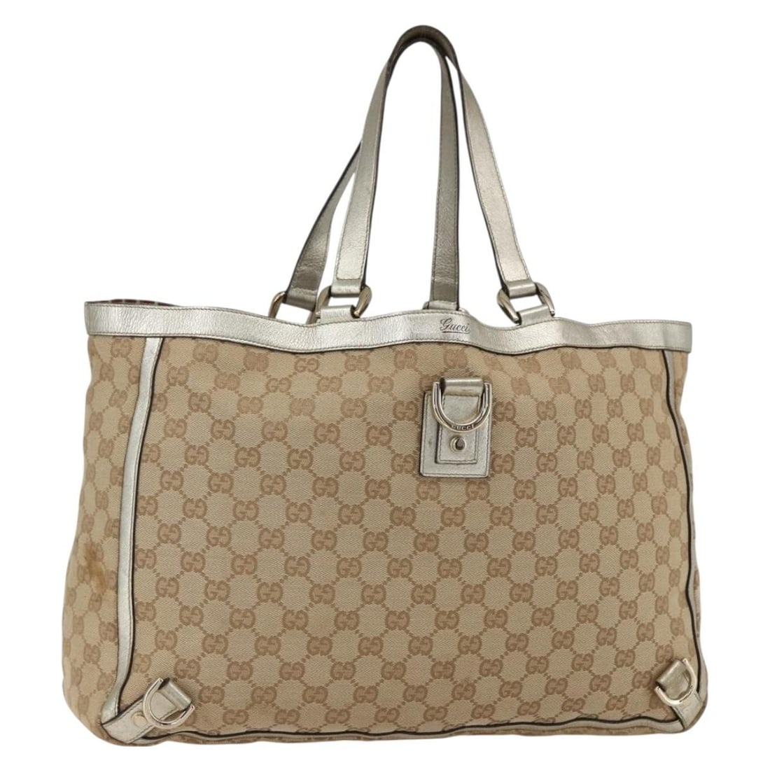 Gucci 141472 GG Canvas Tote Handbag Beige Gold Made in Italy: Gucci 141472 GG Canvas Tote Handbag Beige Gold Made in Italy Gucci GG Canvas tote bag in beige and gold, made in Italy. It features GG canvas construction and measures approximately W37 cm x H27 cm x 