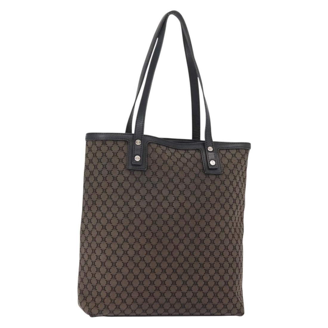 CELINE Macadam Canvas Tote Bag Black Silver Made in Italy: CELINE Macadam Canvas Tote Bag Black Silver Made in Italy This authentic CELINE Macadam Canvas Tote Bag features a stylish black and silver design, crafted from durable canvas and Macadam canvas mater