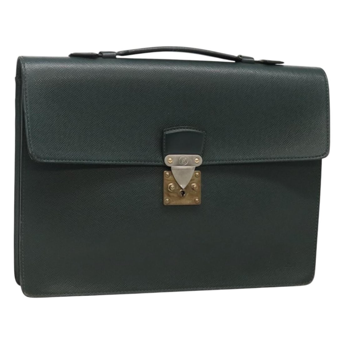 Epicea Taiga Leather Kourad Business Bag by Louis Vuitton M30074: Epicea Taiga Leather Kourad Business Bag by Louis Vuitton M30074 This is a Louis Vuitton Taiga Serviette Kourad business bag in the Epicea color. Crafted from Taiga leather, this women's bag offers a 