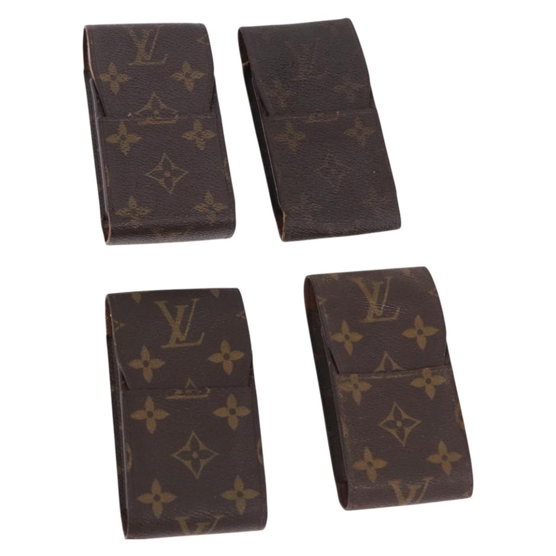 Set of 4 Louis Vuitton Monogram Canvas Cigarette Cases France: Set of 4 Louis Vuitton Monogram Canvas Cigarette Cases France Louis Vuitton Monogram Etui Cigarette Case set in Monogram Canvas, made in France. This special bundle offer is in heavily used condition 