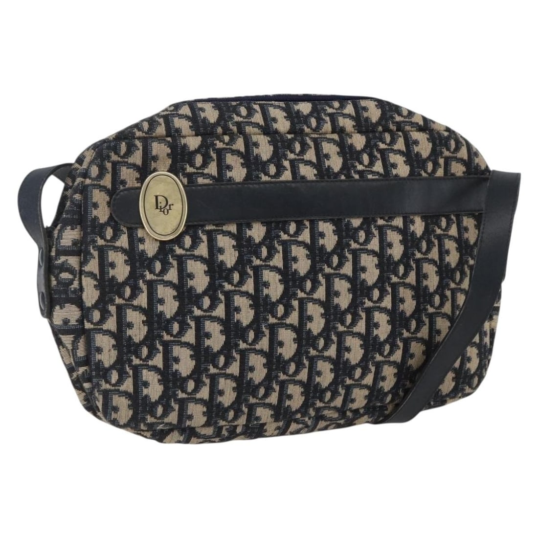 Christian Dior Trotter Canvas Navy Shoulder Bag Gold Accents France: Christian Dior Trotter Canvas Navy Shoulder Bag Gold Accents France This Christian Dior shoulder bag features the iconic Trotter canvas in navy and gold tones. Designed for women, the bag is crafted i