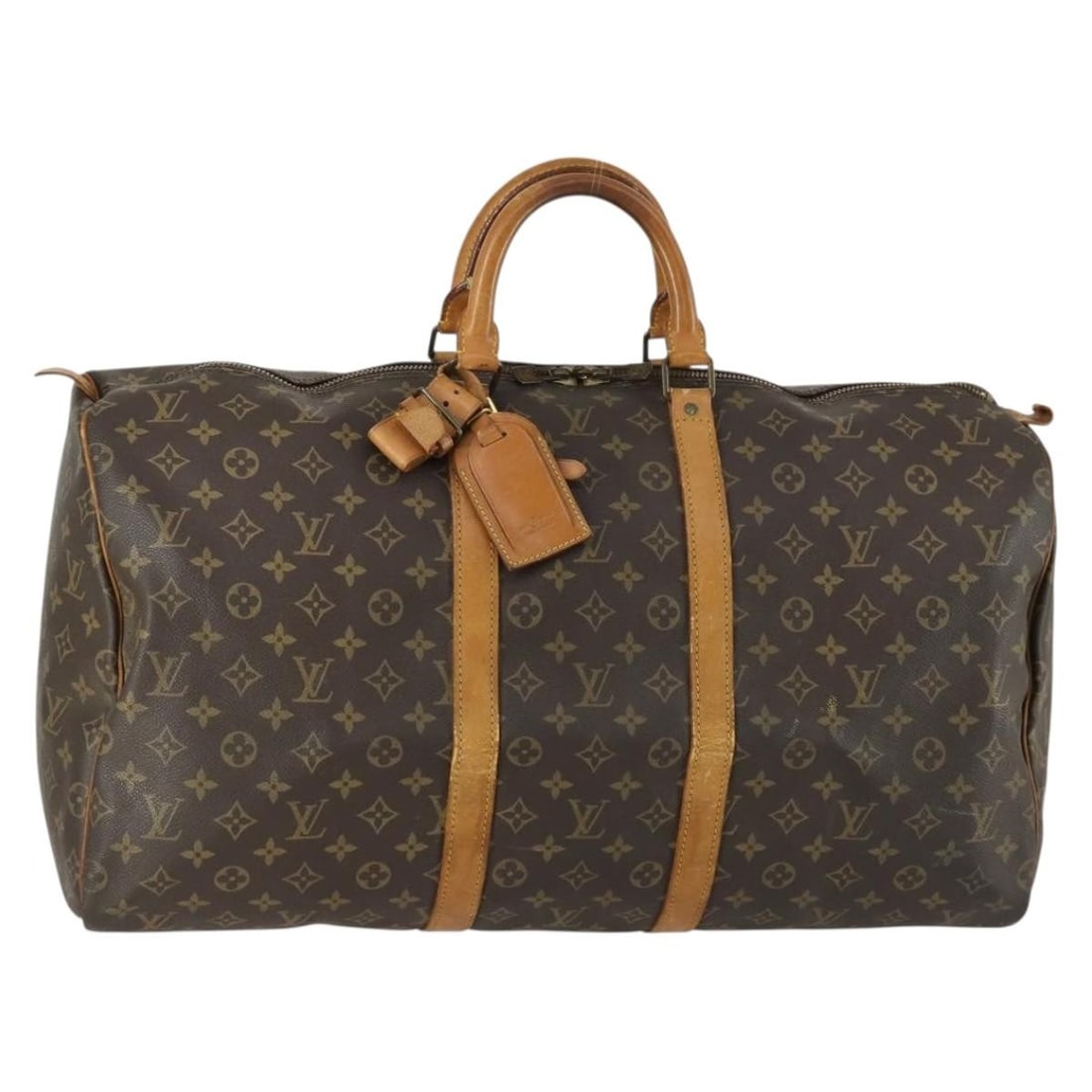 Louis Vuitton M41424 Keepall 55 Monogram Canvas Boston Bag: Louis Vuitton M41424 Keepall 55 Monogram Canvas Boston Bag Louis Vuitton Keepall 55 Boston bag in Monogram canvas. Made in France, this women's travel bag includes a name tag and Powanie accessory. Co