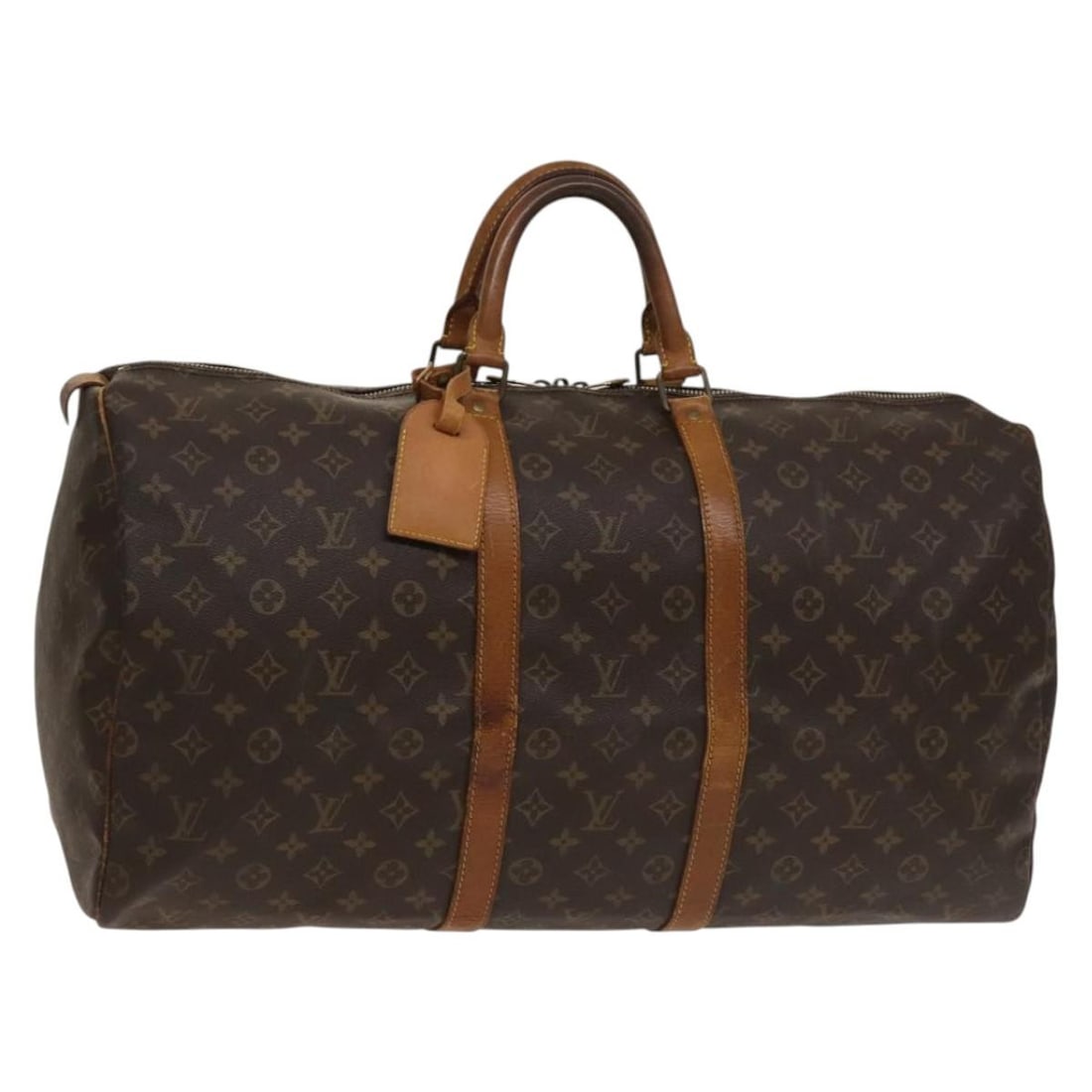Louis Vuitton M41424 Keepall 55 Monogram Canvas Boston Bag: Louis Vuitton M41424 Keepall 55 Monogram Canvas Boston Bag Louis Vuitton Keepall 55 Boston bag in Monogram canvas, model M41424, made in France. This women's travel bag includes a name tag and shows h