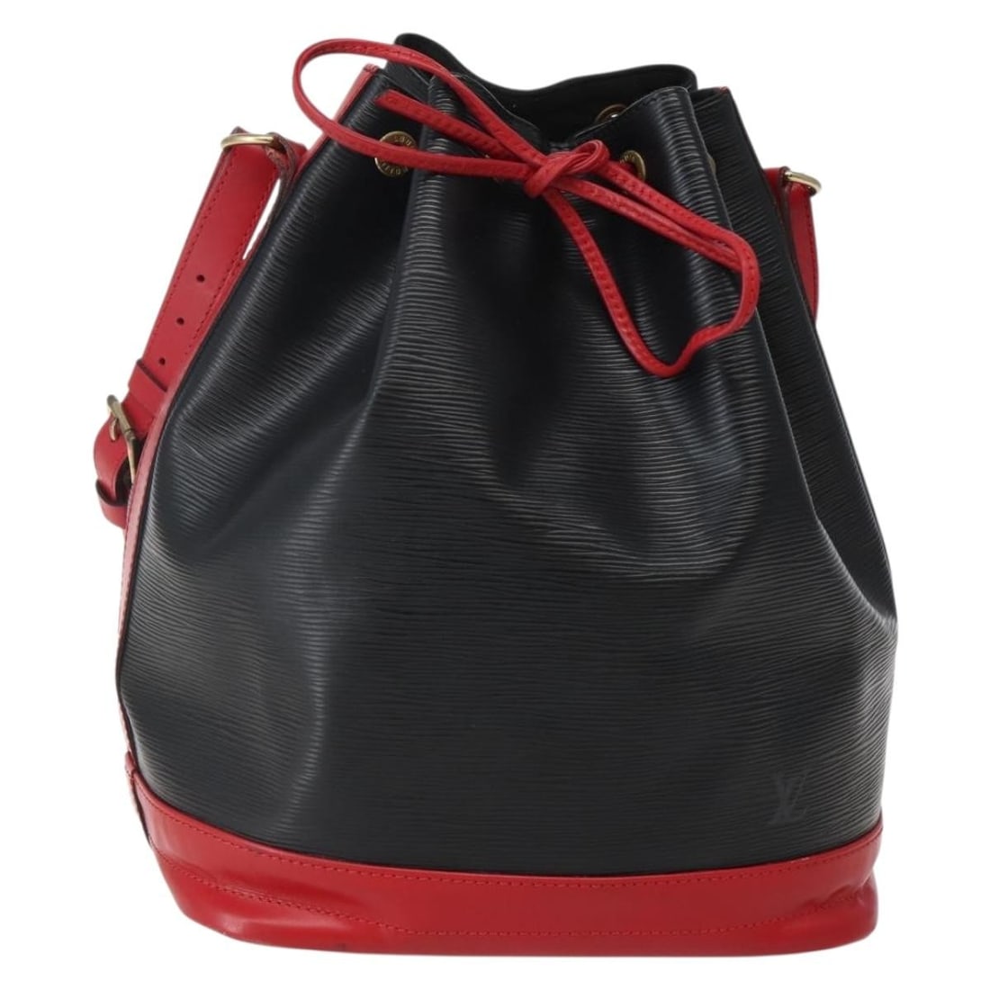 Louis Vuitton M44017 Noe Epi Leather Shoulder Bag Black Red: Louis Vuitton M44017 Noe Epi Leather Shoulder Bag Black Red Louis Vuitton Epi Noe shoulder bag in a black and red bicolor design, crafted in Epi leather and made in France. This women's shoulder bag f