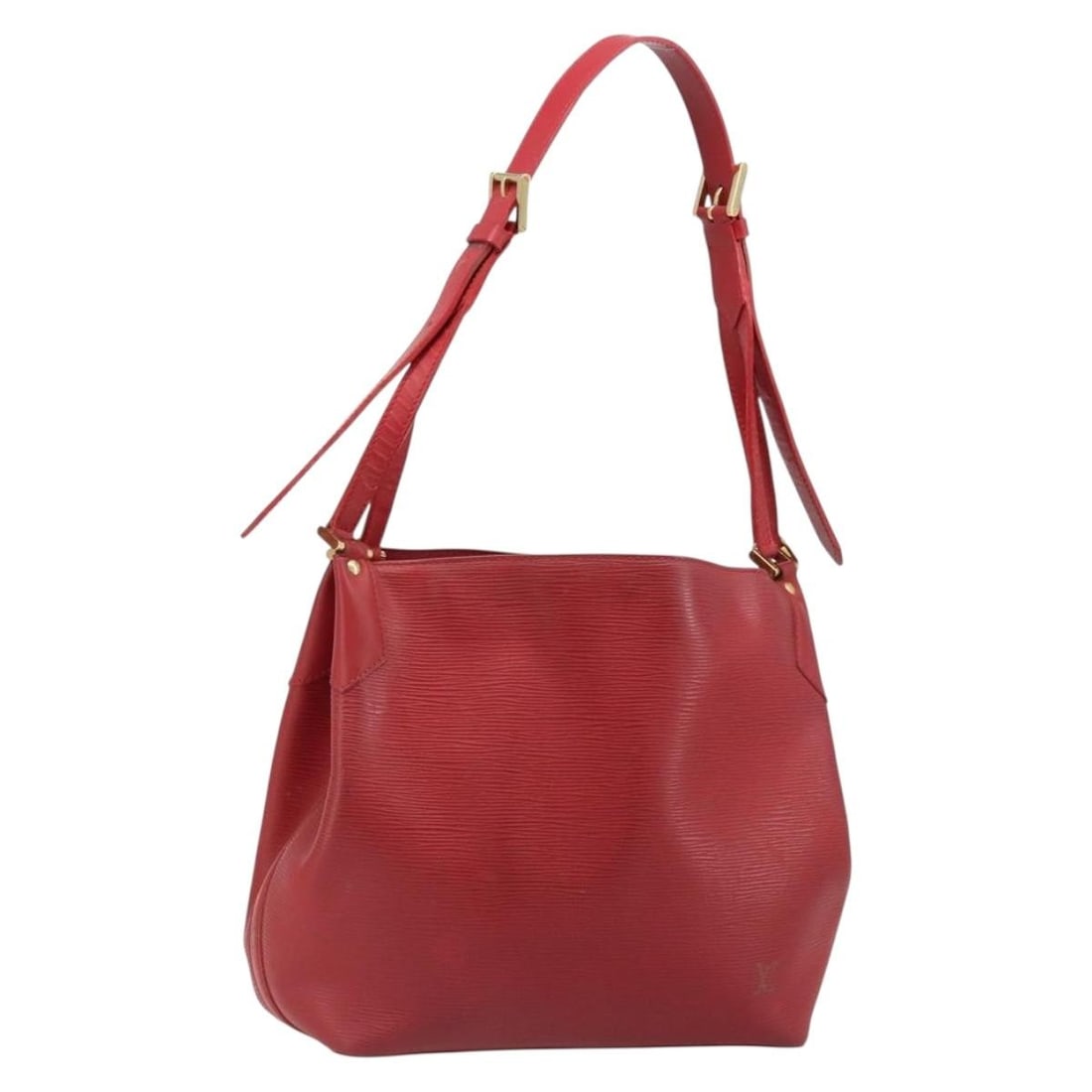 Louis Vuitton M5889E Mandala MM Epi Leather Shoulder Bag Red: Louis Vuitton M5889E Mandala MM Epi Leather Shoulder Bag Red Louis Vuitton Epi Mandala MM shoulder bag in red Epi leather, made in France. The bag measures approximately 27 cm wide, 26 cm high, and 12