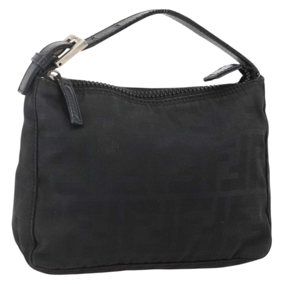 Fendi Zucca Nylon Hand Pouch Black Silver Italy Auth 175178: Fendi Zucca Nylon Hand Pouch Black Silver Italy Auth 175178 Fendi hand pouch in black nylon and Zucca canvas with silver-tone detailing. Made in Italy, this women's bag is offered as the item only, wi