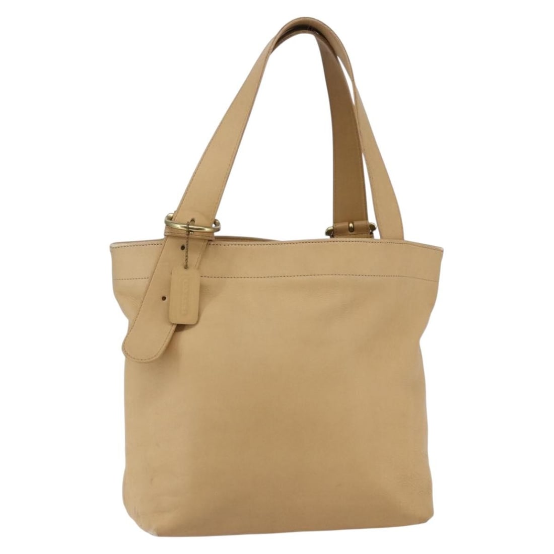 Authentic Coach Beige Leather Tote Bag AM9383: Authentic Coach Beige Leather Tote Bag AM9383 This authentic Coach tote bag is crafted from high-quality leather in a classic beige color. Designed for everyday use, it features a spacious interior wi