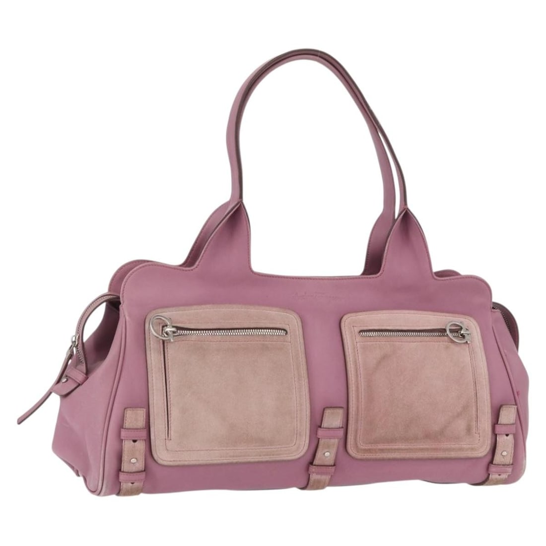 Salvatore Ferragamo Pink Silver Leather Gancini Tote Italy: Salvatore Ferragamo Pink Silver Leather Gancini Tote Italy This Salvatore Ferragamo Gancini tote bag is crafted from pink and silver leather and features silver-tone hardware. Made in Italy, it offers