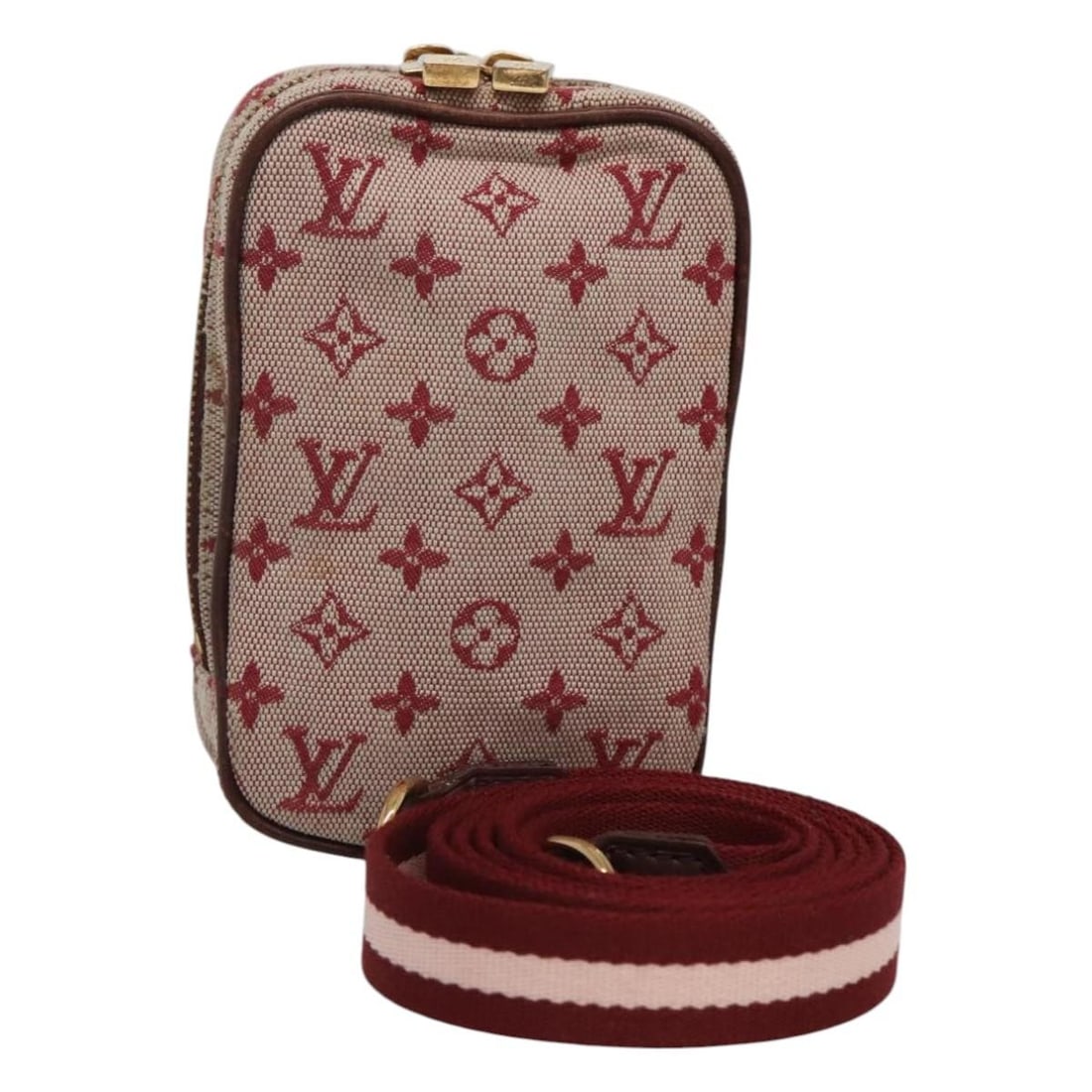Louis Vuitton M60001 Monogram Mini Red Canvas Digital Pouch: Louis Vuitton M60001 Monogram Mini Red Canvas Digital Pouch Louis Vuitton Monogram Mini Canvas pouch in red, made in Spain. This women's pouch measures approximately 9 cm W x 13 cm H x 4 cm D (3.5 x 5