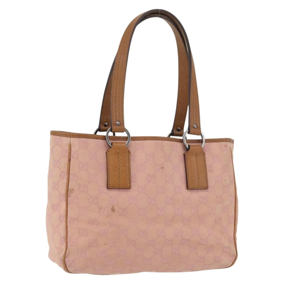 GUCCI 113019 GG Canvas Handbag Pink Silver Tone: GUCCI 113019 GG Canvas Handbag Pink Silver Tone This Gucci hand bag is crafted in GG Canvas with a pink and silver exterior. It measures approximately 11.0 x 8.7 x 3.1 inches, with a handle drop of ab