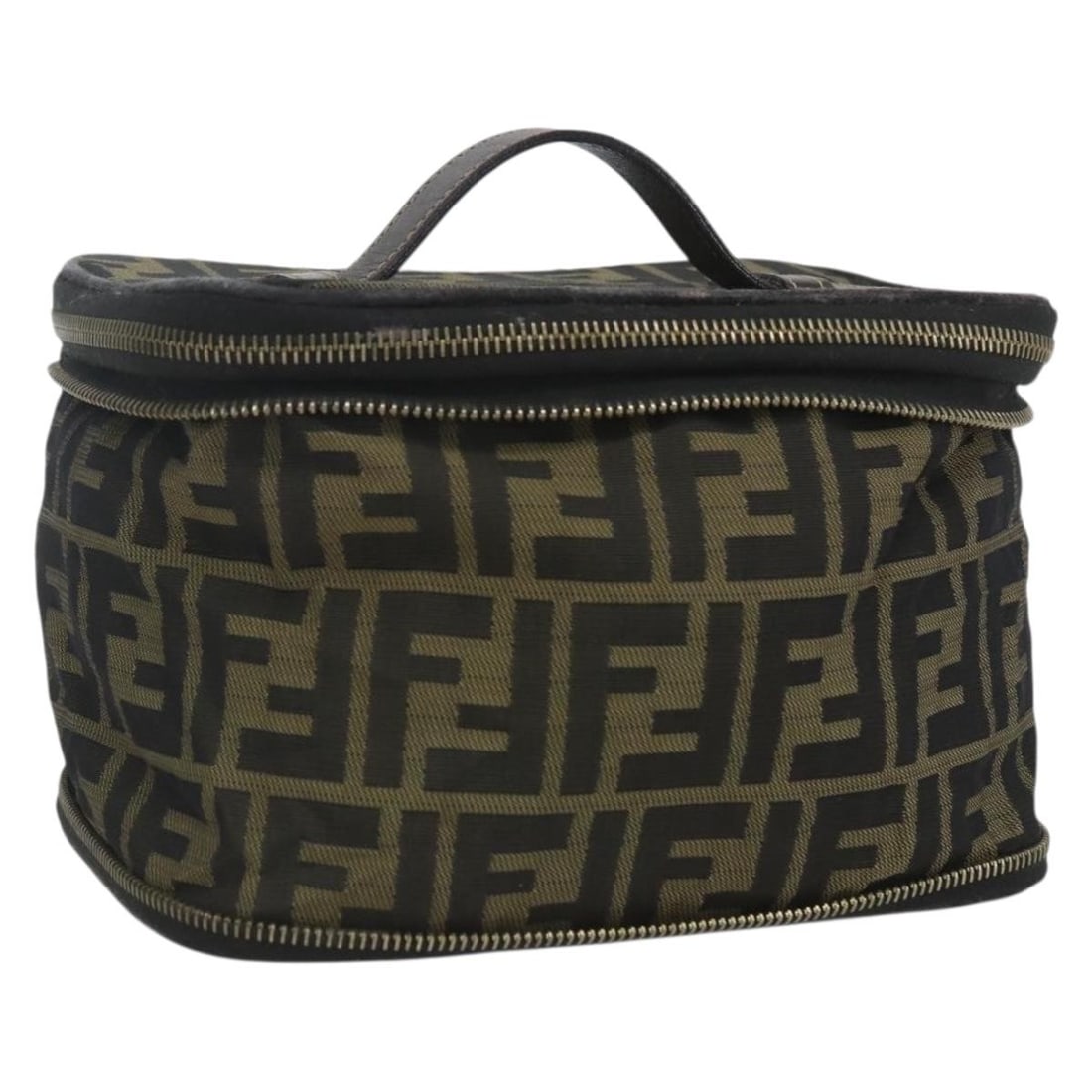 FENDI Zucca Canvas Vanity Pouch in Black Brown France (1 of 18)