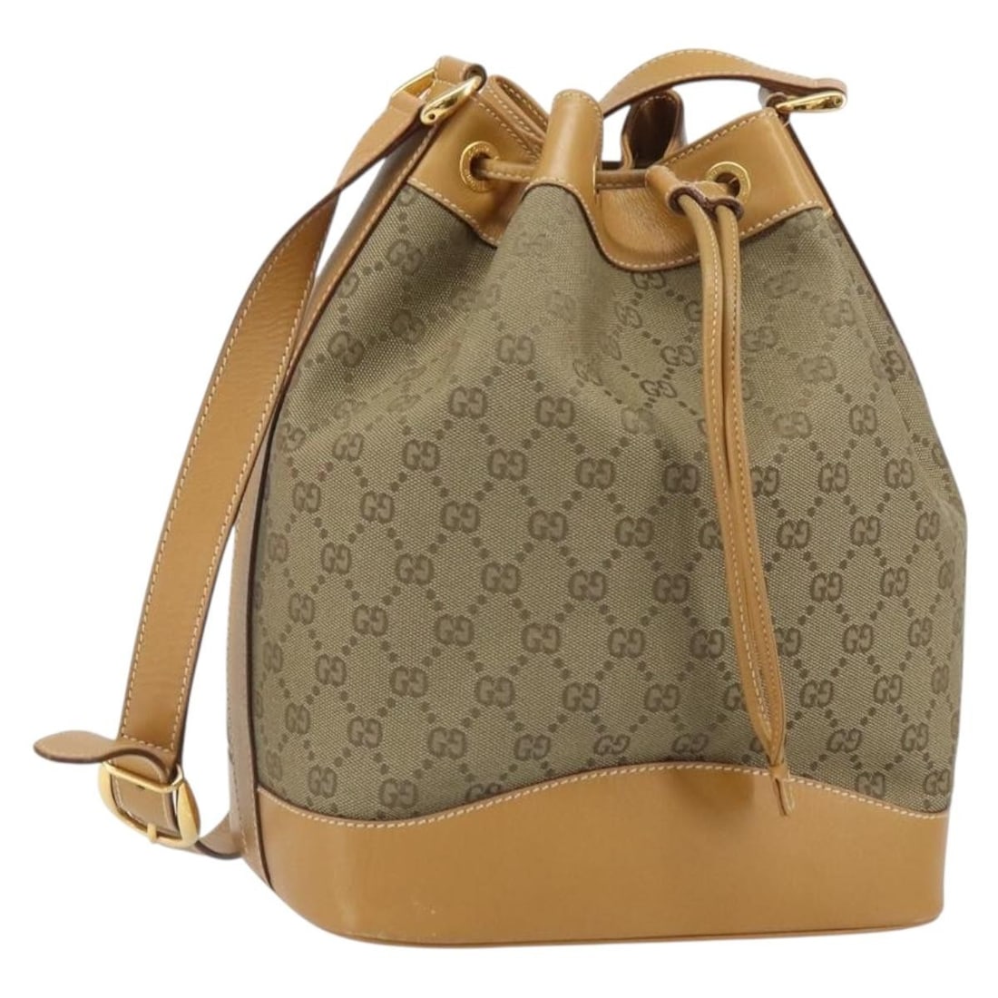 Gucci 001 2854 1627 GG Canvas Handbag Beige Gold Tone: Gucci 001 2854 1627 GG Canvas Handbag Beige Gold Tone Authentic Gucci shoulder bag in beige and gold GG canvas, made in Italy. This women's bag is offered without the original box or dust bag; only th