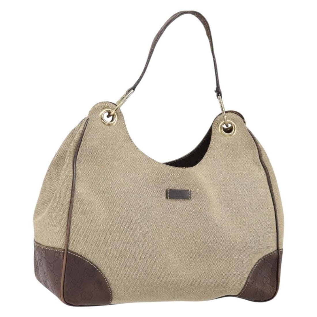 Gucci 257268 Beige Gold Canvas Shoulder Bag Italy: Gucci 257268 Beige Gold Canvas Shoulder Bag Italy This GUCCI shoulder bag features a beige and gold canvas exterior and is designed in a classic shoulder bag style. The bag is made in Italy and identi