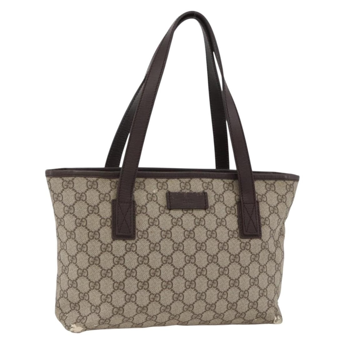 Gucci GG Supreme Beige PVC Leather Handbag with Silver Accents 181086: Gucci GG Supreme Beige PVC Leather Handbag with Silver Accents 181086 This GUCCI GG Supreme handbag features a beige and silver color scheme crafted from PVC leather and GG canvas. Designed for women,