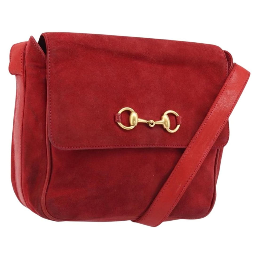Gucci 007 3444 0220 Red Suede Shoulder Bag Gold Tone (1 of 18)