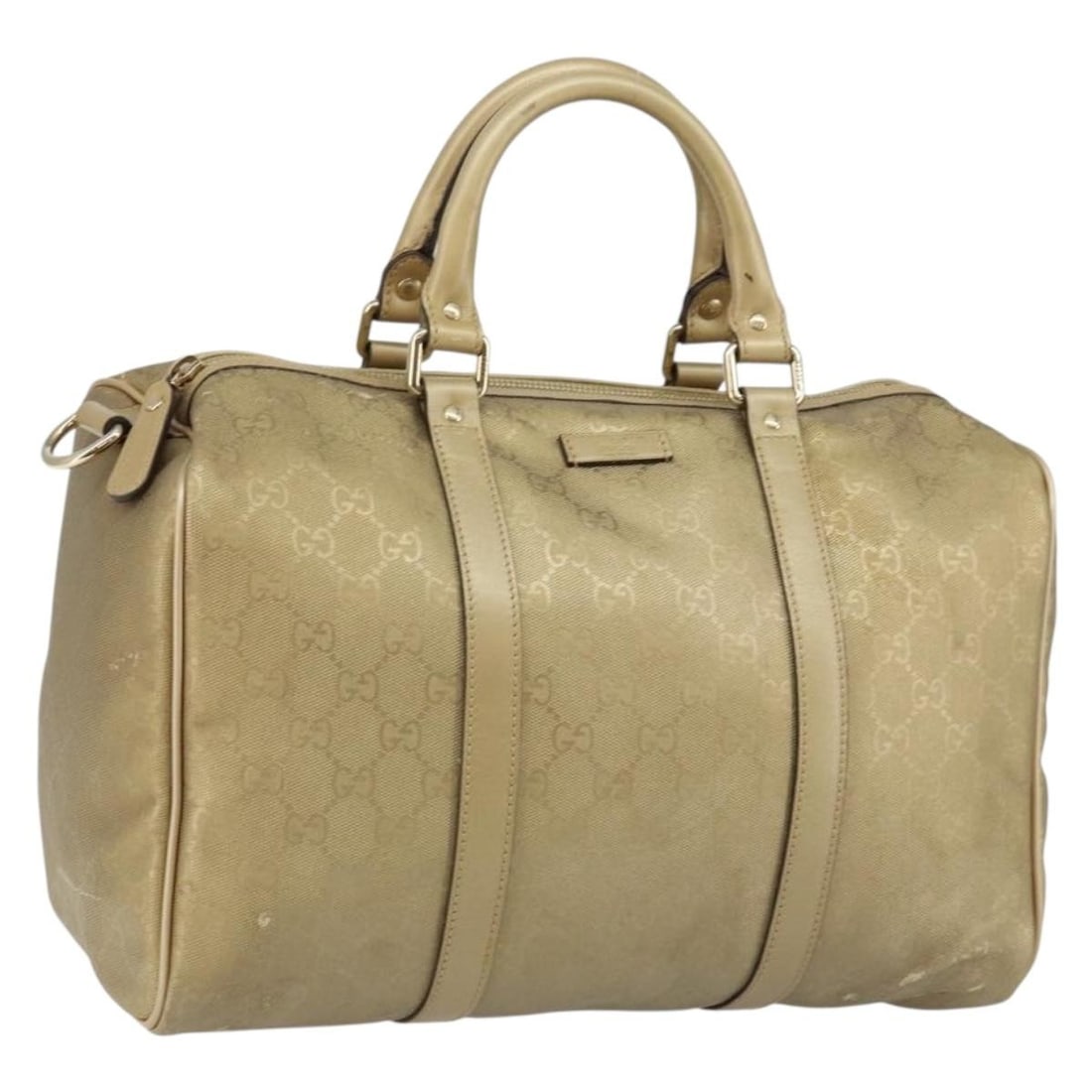 GUCCI GG Implementation Boston Bag Gold PVC 193603 Auth: GUCCI GG Implementation Boston Bag Gold PVC 193603 Auth This GUCCI GG Implementation Boston Bag is a stylish accessory crafted from durable PVC leather in a stunning gold color. Made in Italy, this ba
