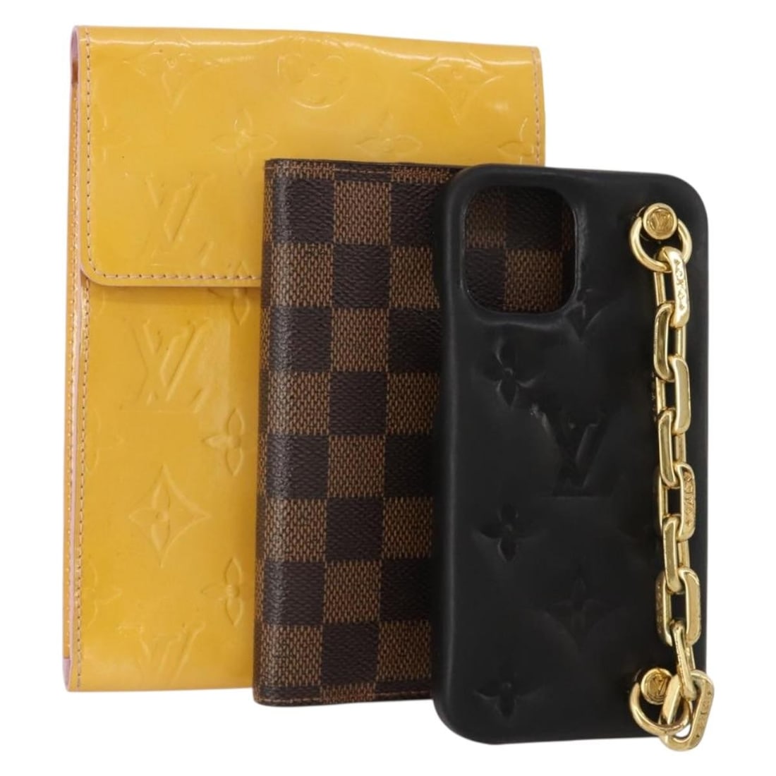 3 Piece Louis Vuitton Monogram Vernis Planner Bundle Beige Black: 3 Piece Louis Vuitton Monogram Vernis Planner Bundle Beige Black Louis Vuitton Monogram Vernis planner set in beige and black, offered as a special bundle. The item is described as heavily used, with 