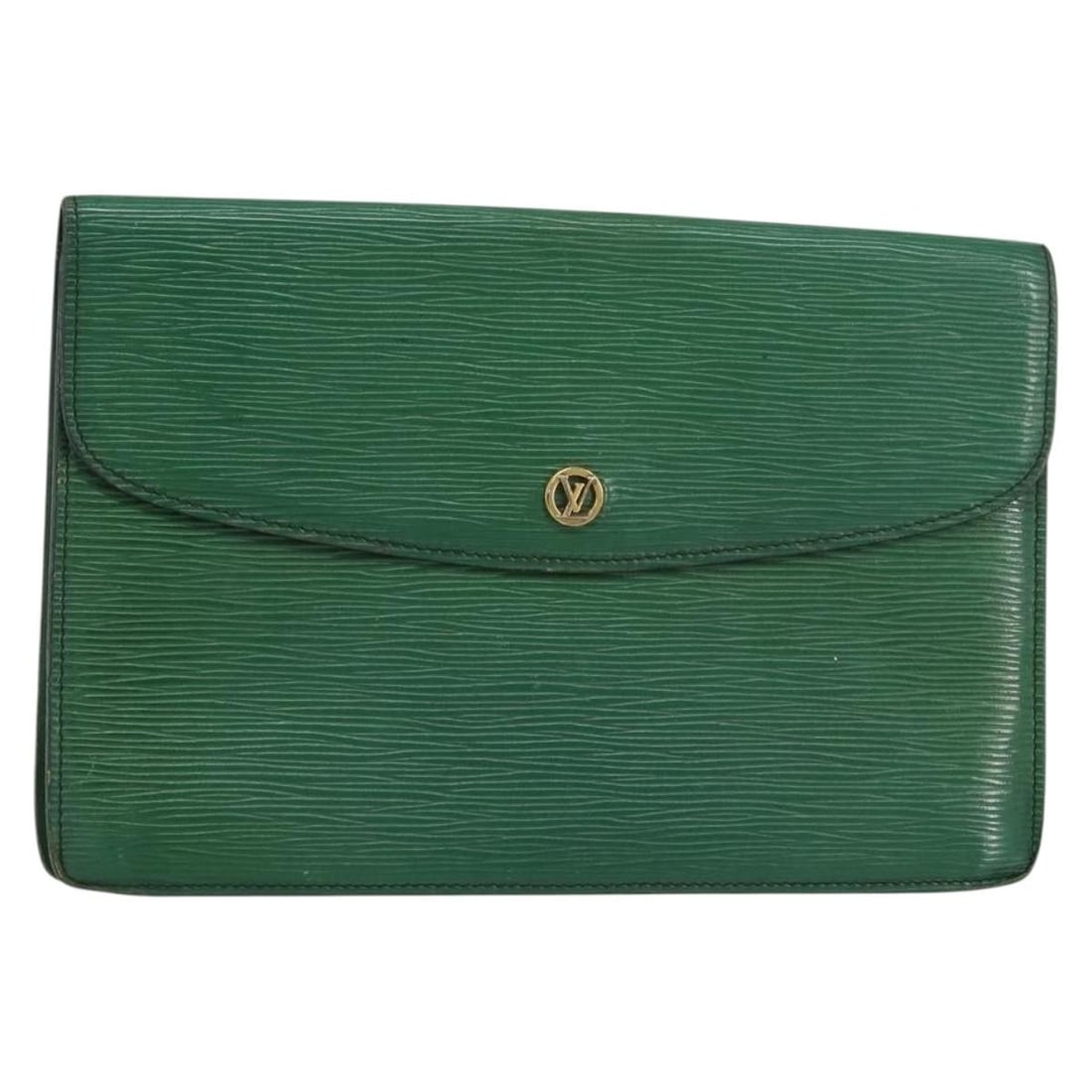 Louis Vuitton M52654 Epi Leather Green Montaigne 27 Clutch: Louis Vuitton M52654 Epi Leather Green Montaigne 27 Clutch Louis Vuitton Epi Montaigne 27 clutch bag in green Epi leather. This women's clutch is made in France and includes only the bag shown; the it