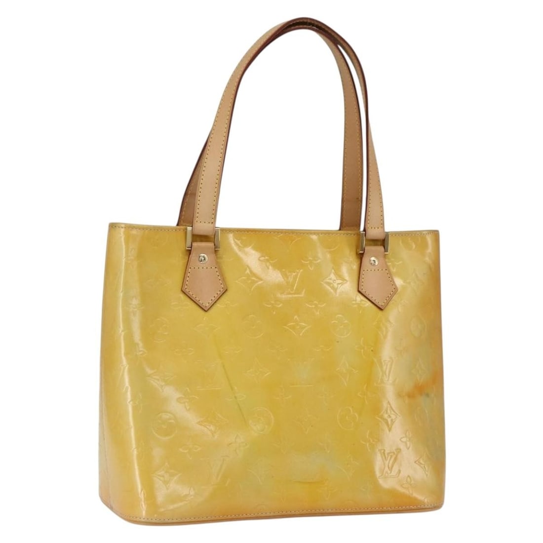 Louis Vuitton Houston Gris Patent Leather Monogram Vernis M91053 Handbag: Louis Vuitton Houston Gris Patent Leather Monogram Vernis M91053 Handbag This Louis Vuitton Monogram Vernis Houston handbag in Gris features a patent leather exterior with a monogram finish. The bag i