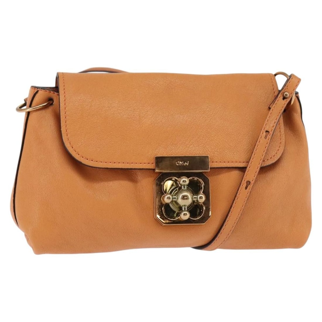 Chloe Orange Leather Shoulder Bag with Gold Accents BA5902: Chloe Orange Leather Shoulder Bag with Gold Accents BA5902 This Chloe shoulder bag is crafted from high-quality leather in a vibrant orange and gold color scheme. The bag features a stylish design wit