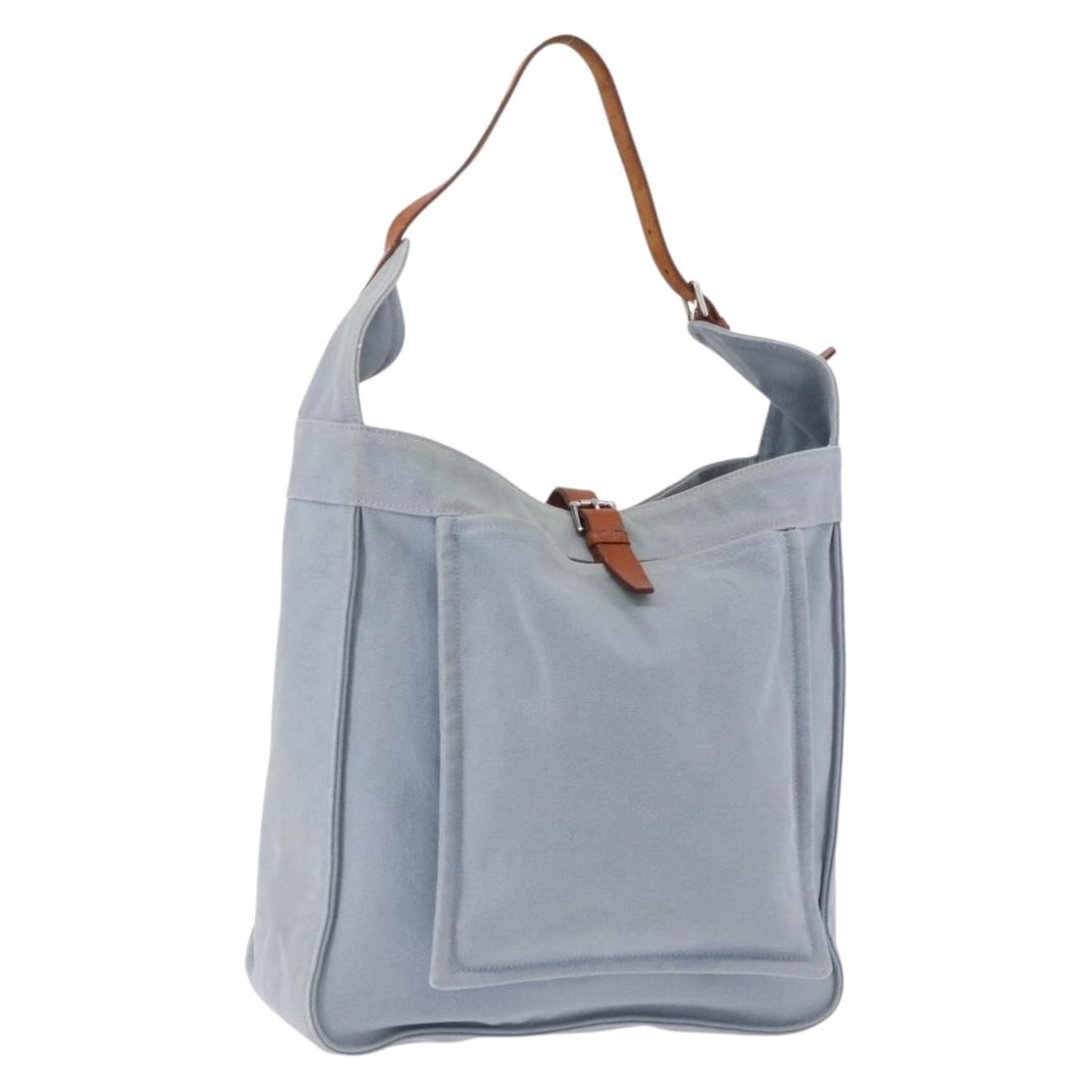 Hermes Marwali GM Canvas Shoulder Bag Light Blue Silver (1 of 18)