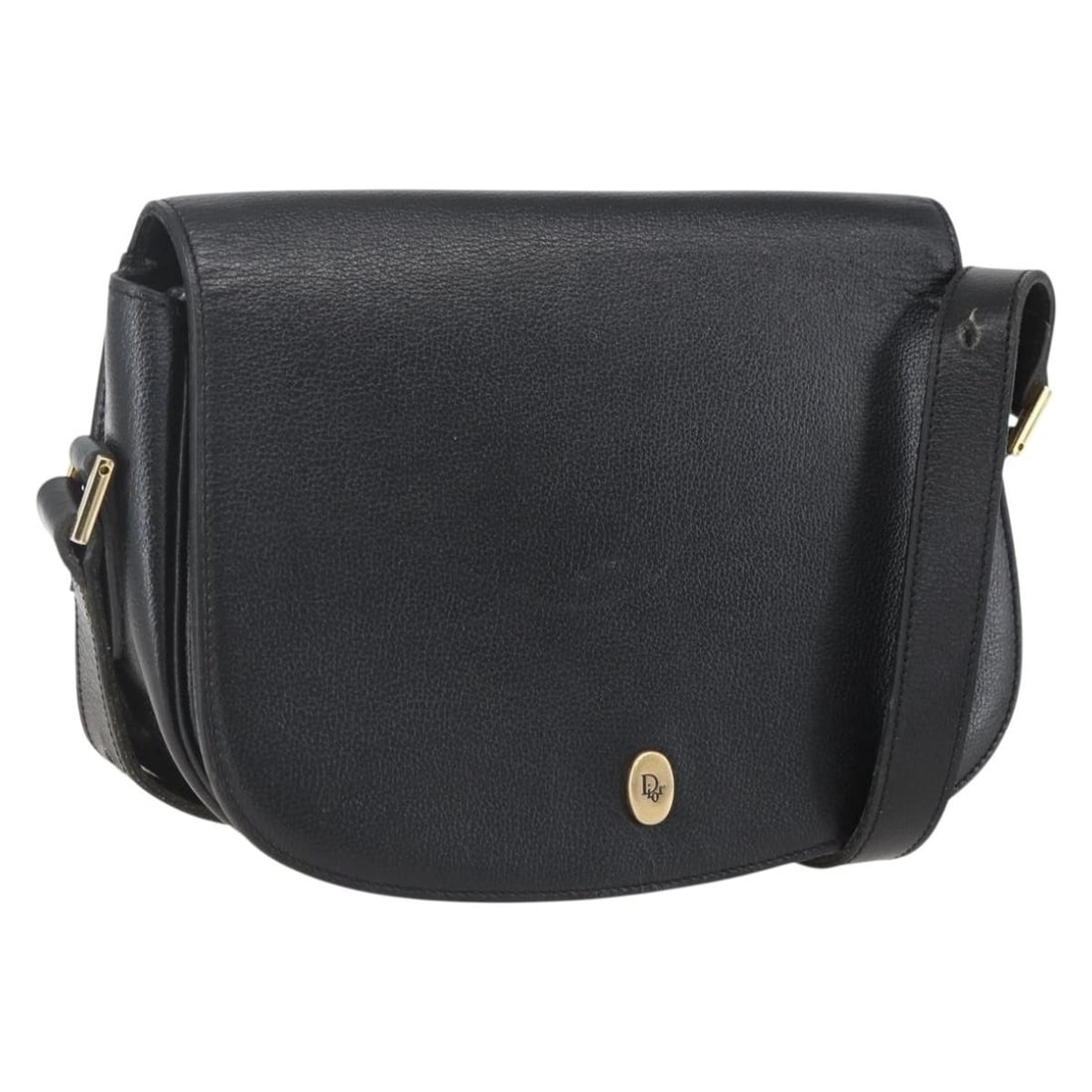 Christian Dior black leather shoulder bag with gold tone hardware: Christian Dior black leather shoulder bag with gold tone hardware This Christian Dior shoulder bag is crafted in leather with a black and gold color combination. Made in France, it features a shoulder