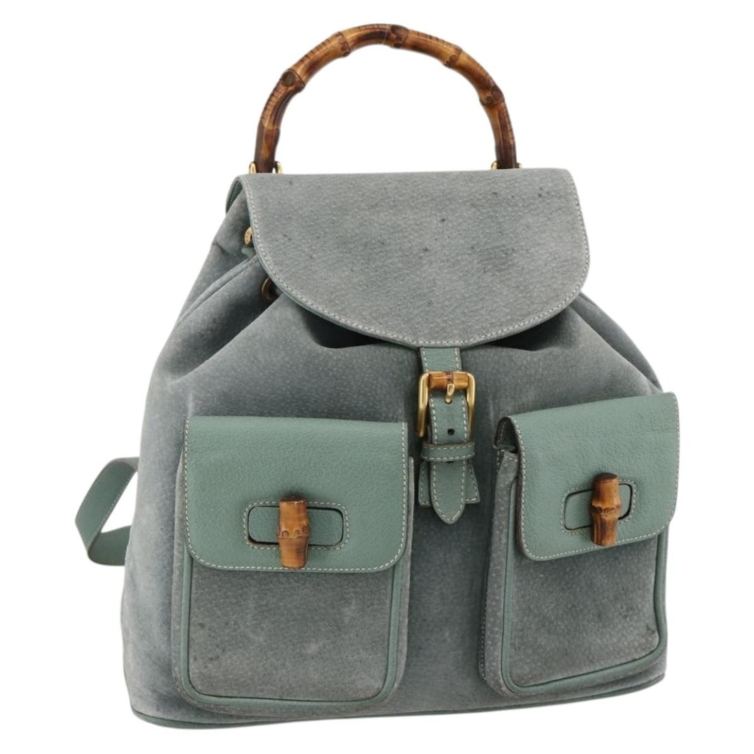 Gucci Bamboo suede green gold backpack Italy 003 2058 0016: Gucci Bamboo suede green gold backpack Italy 003 2058 0016 This GUCCI Bamboo Backpack is crafted from green suede with gold accents and features the iconic bamboo detail. Designed for women, it offers