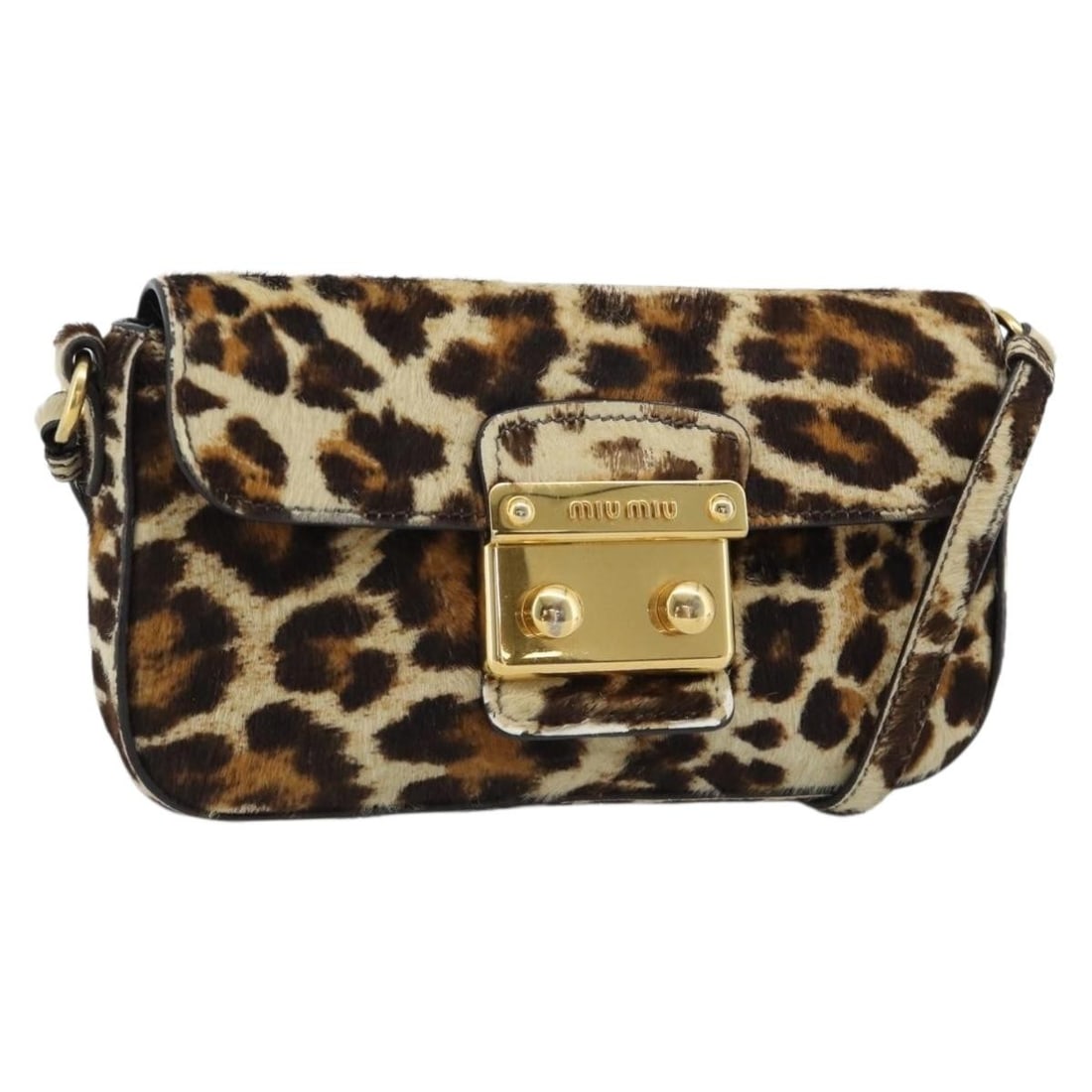 Miu Miu Beige Gold Unborn Calf Skin Shoulder Bag 184187A (1 of 18)