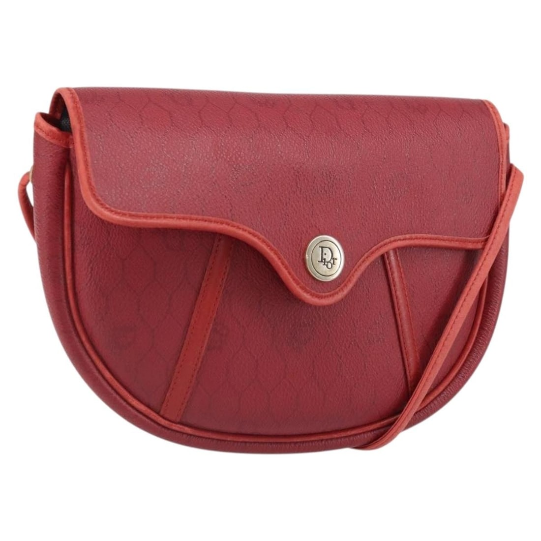 Red and Gold Honeycomb PVC Shoulder Bag by Christian Dior: Red and Gold Honeycomb PVC Shoulder Bag by Christian Dior This Christian Dior shoulder bag features the brand's signature honeycomb canvas in red and gold with PVC leather accents. The bag showcases a