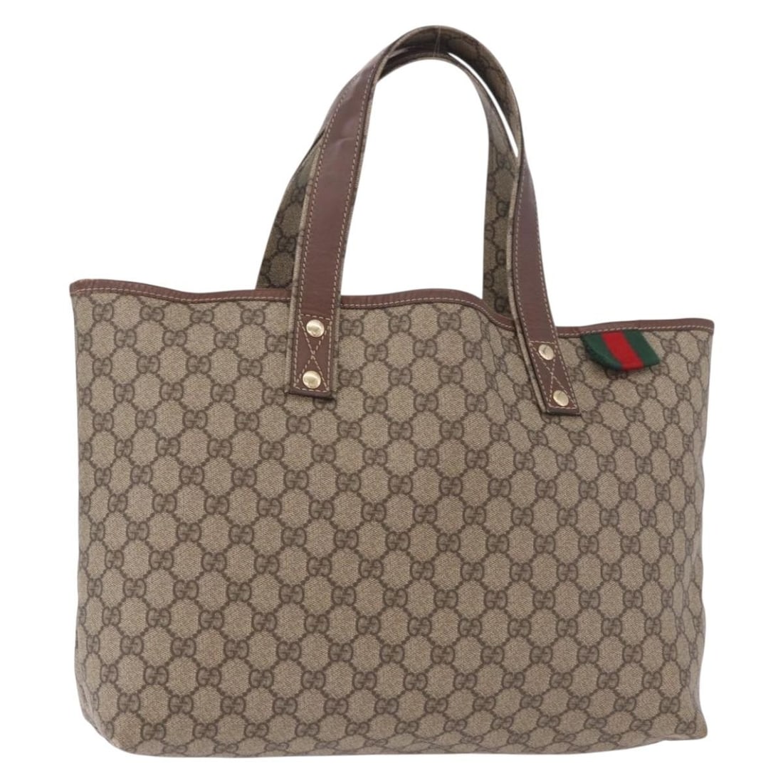 Gucci 211134 GG Supreme Sherry Web PVC Tote Beige Gold: Gucci 211134 GG Supreme Sherry Web PVC Tote Beige Gold Gucci GG Supreme Web Sherry Line tote bag in beige and gold, made from PVC leather and GG canvas. This item is a heavily used tote bag with visib