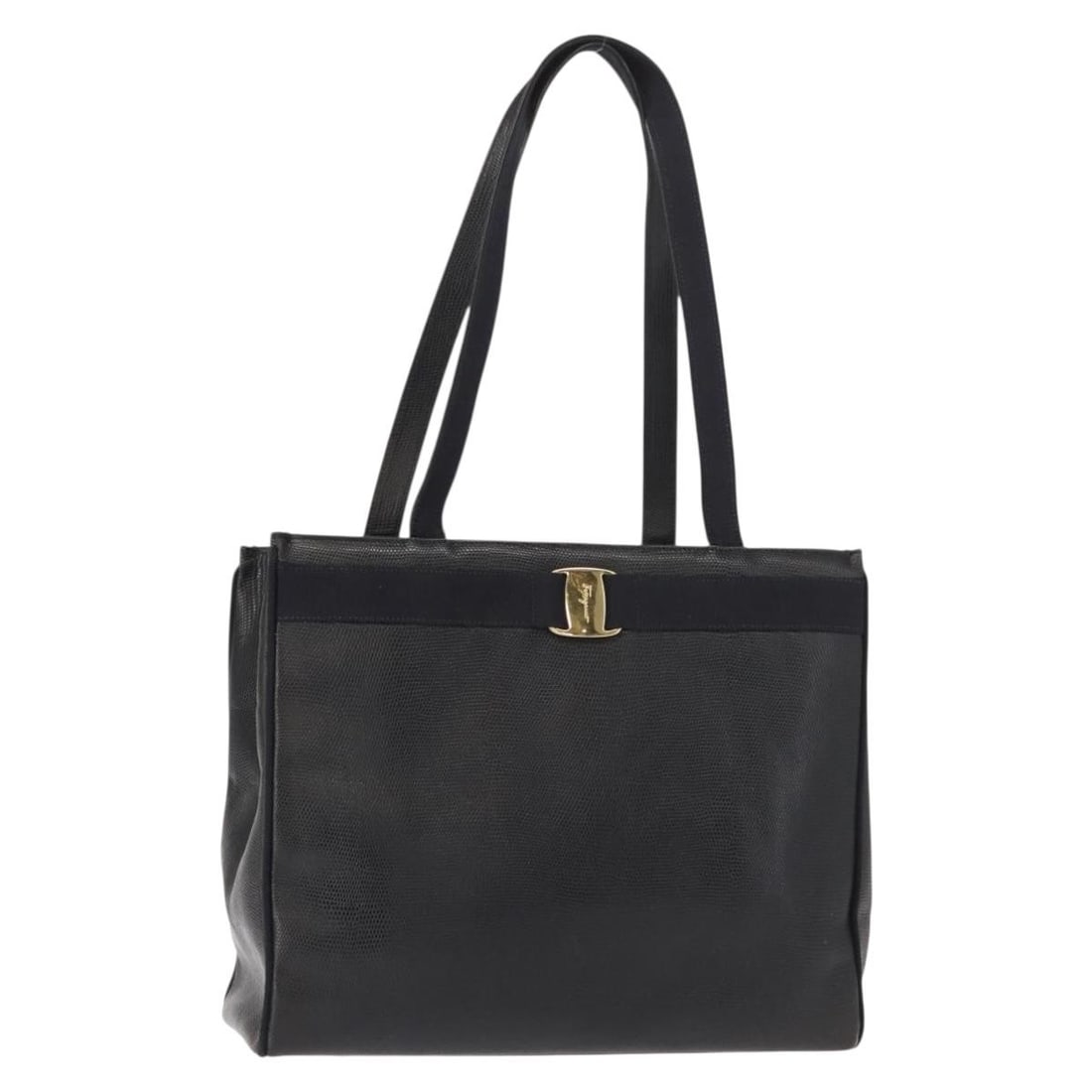 Salvatore Ferragamo Vala Tote Bag Leather Navy Gold Auth BA7322: Salvatore Ferragamo Vala Tote Bag Leather Navy Gold Auth BA7322 This Salvatore Ferragamo Vala Tote Bag is a stylish and practical accessory crafted in Italy. Made from high-quality leather, it feature