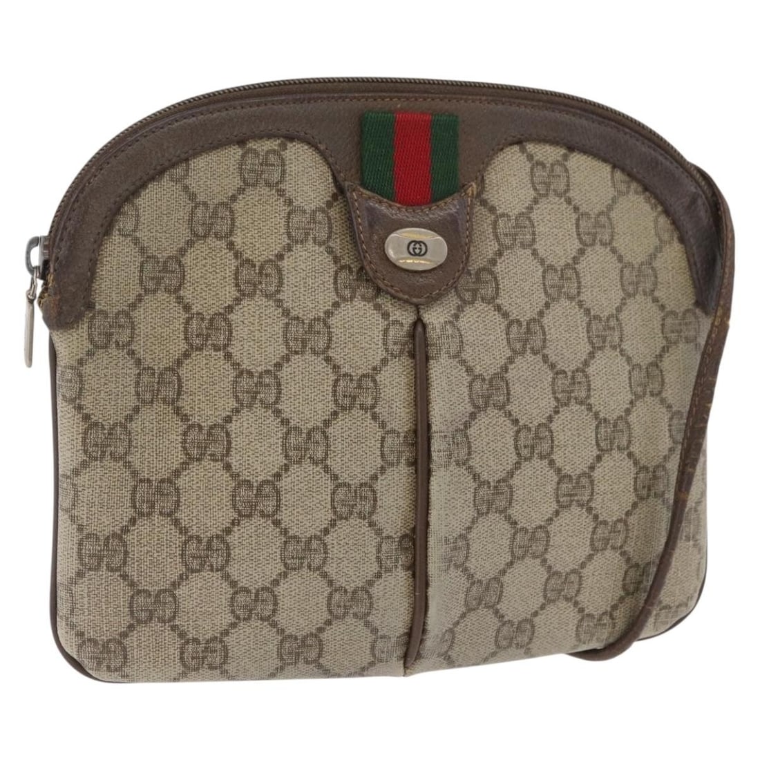 Gucci Sherry Line beige gold shoulder bag PVC leather: Gucci Sherry Line beige gold shoulder bag PVC leather This Gucci GG Supreme Web Sherry Line shoulder bag features a beige and gold color scheme crafted from PVC leather and GG canvas. The bag is made 