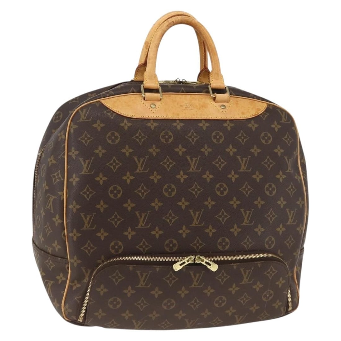 Louis Vuitton Monogram Canvas Evasion Boston Bag M41443 France: Louis Vuitton Monogram Canvas Evasion Boston Bag M41443 France This Louis Vuitton Monogram Evasion Boston Bag features a classic monogram canvas exterior and is designed for women. The bag is made in 