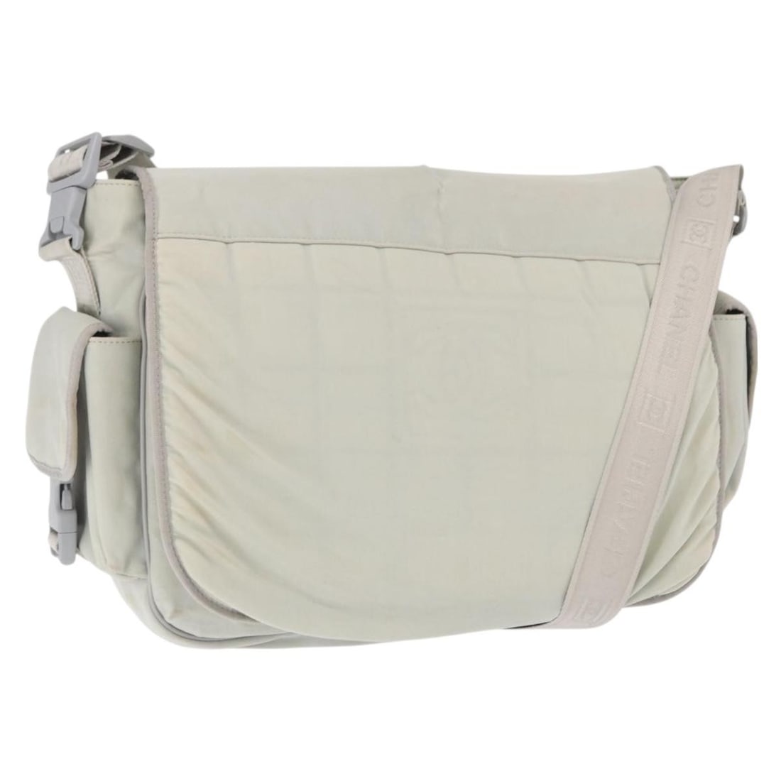 Gray Silver Nylon Shoulder Bag CHANEL CC with Guarantee Card (1 of 18)