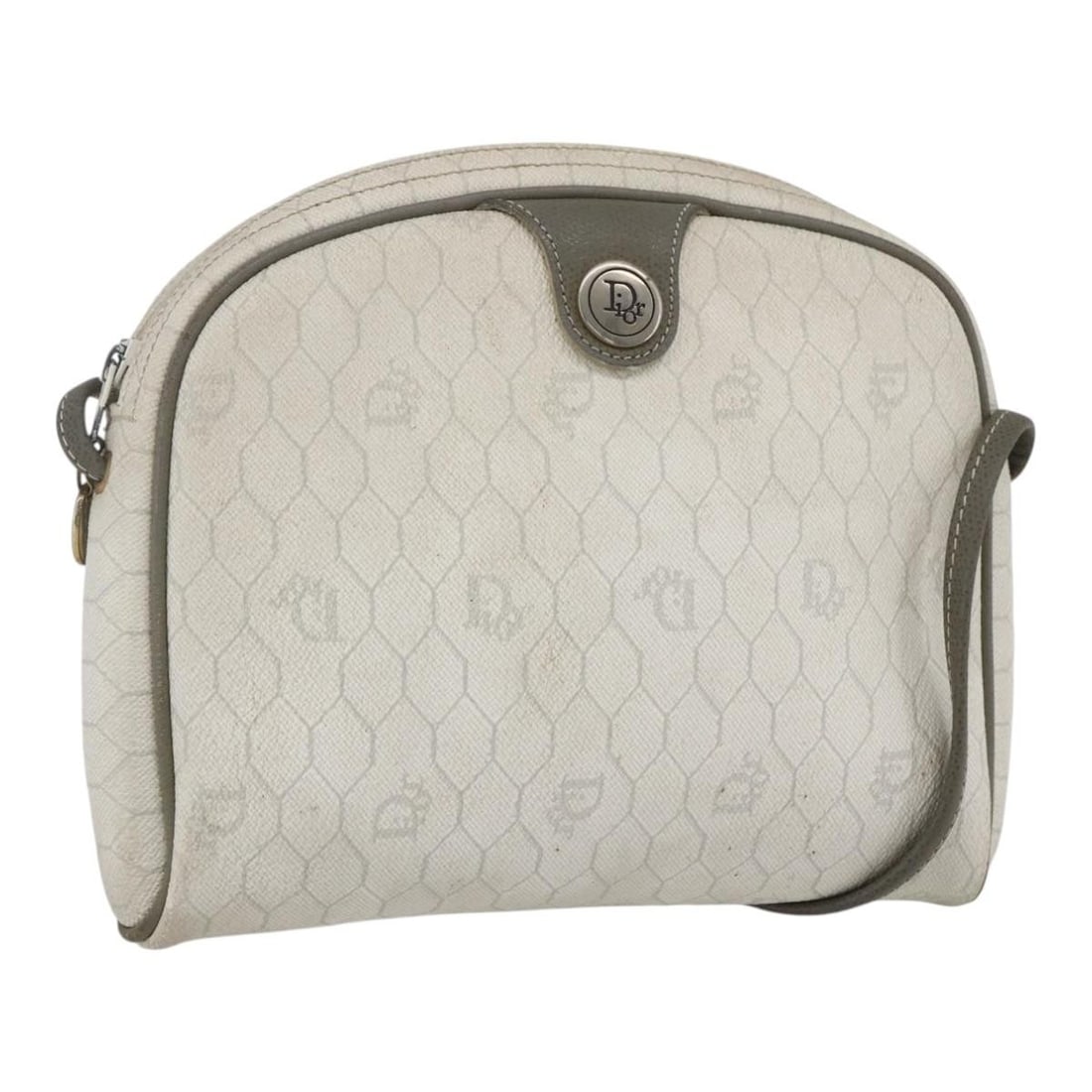 Christian Dior Gold White Honeycomb PVC Shoulder Bag France: Christian Dior Gold White Honeycomb PVC Shoulder Bag France This Christian Dior shoulder bag features the brand's signature honeycomb canvas with PVC leather in a striking gold and white color combina