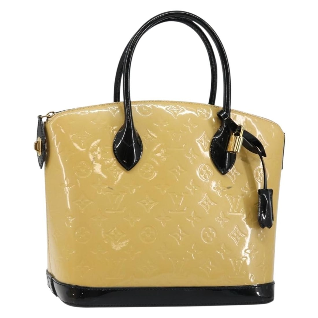Louis Vuitton Lockit PM Monogram Vernis patent leather tote M90251: Louis Vuitton Lockit PM Monogram Vernis patent leather tote M90251 Louis Vuitton Monogram Vernis Lockit PM tote bag in beige and black patent leather. Made in France, this bag includes a dust bag, pad