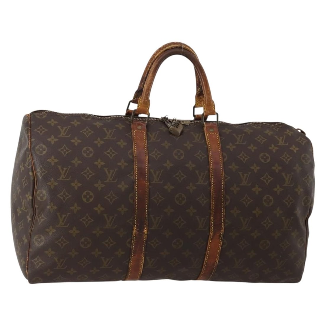 Louis Vuitton M41426 Keepall 50 Monogram Canvas Boston Bag Padlock: Louis Vuitton M41426 Keepall 50 Monogram Canvas Boston Bag Padlock Louis Vuitton Monogram Keepall 50 Boston Bag in Monogram Canvas. This bag includes a padlock and was made in France. The item is iden