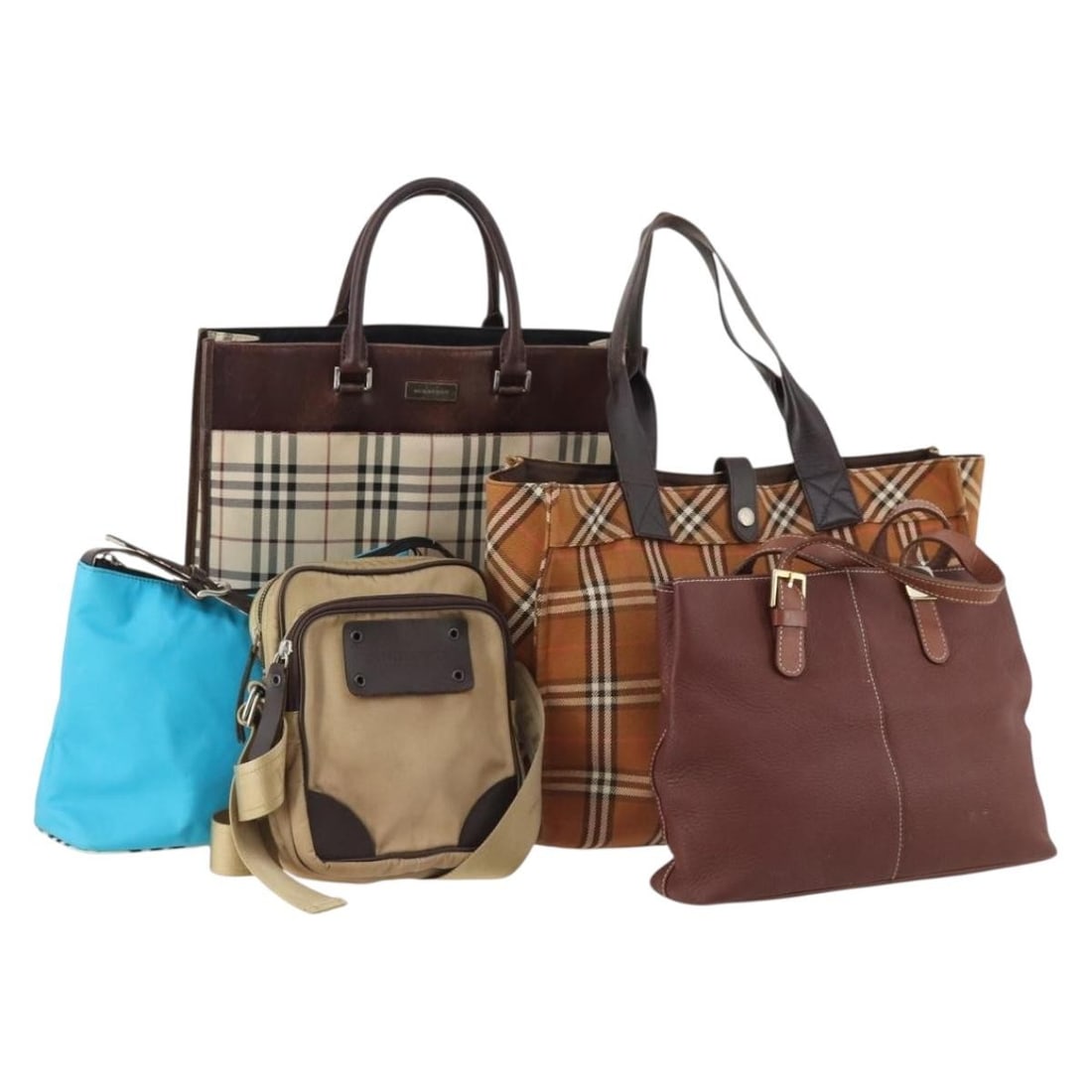 Set of 5 Burberry Blue Label Nova Check Shoulder Bags Leather Nylon Mix (1 of 18)
